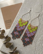 Geometric Brick-Stitch Beaded Fringe Earrings