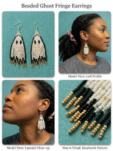 Handmade Beaded Ghost Fringe Earrings — Spooky Halloween Statement Jewelry
