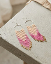 Handcrafted Luxe Chandelier Beaded Fringe Earrings – Cream, Magenta & Gold