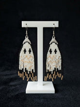 Handmade Beaded Ghost Fringe Earrings — Spooky Halloween Statement Jewelry
