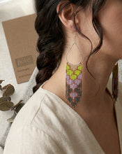 Geometric Brick-Stitch Beaded Fringe Earrings