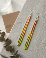 Handcrafted Long Ombré Beaded Tassel Earrings – Pastel Sunset Gradient